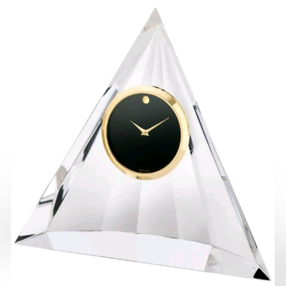 Movado Crystal Pyramid Clock goldtone